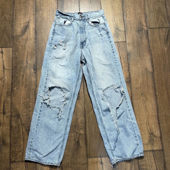 BDG Urban Outfitters Loose Jeans Baggy Denim Wide Leg High Rise 27 Distressed - Picture 1 of 13